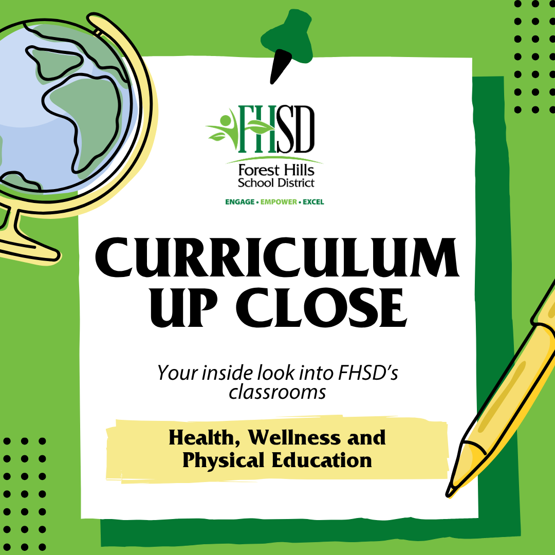 title graphic with FHSD logo, a globe and pencil that says "curriculum up close, your inside look into FHSD's classrooms, health, wellness and physical education"